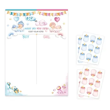 嬰兒性別揭曉遊戲套裝(含海報及36張男孩/女孩投票貼紙)G5AB 8 最佳銷售 嬰兒派對遊戲 - №6