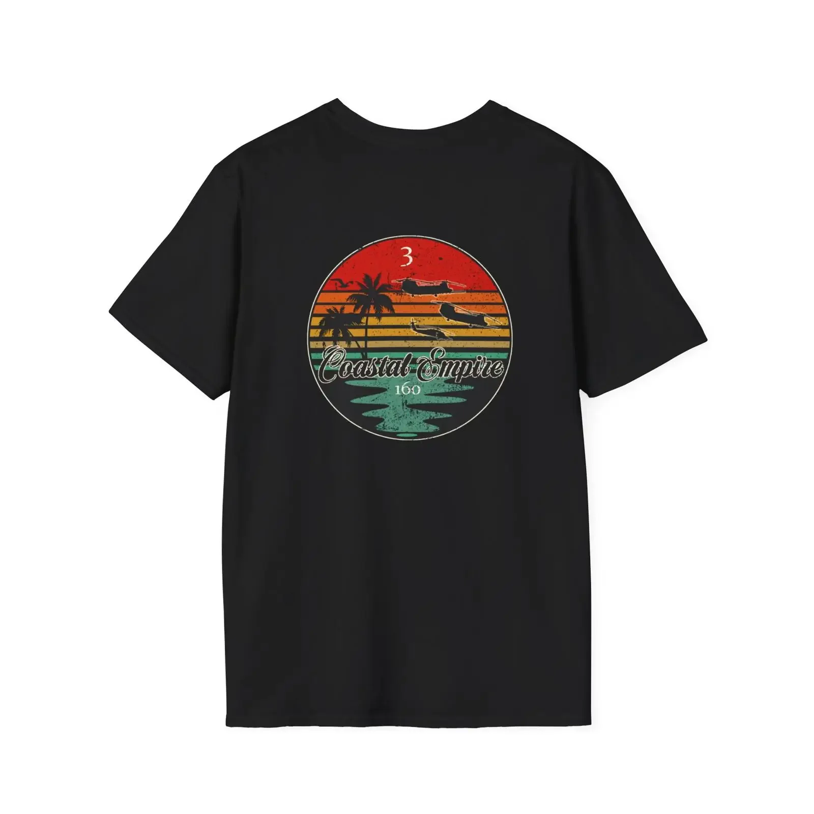 3 160th SOAR Abn Coastal Empire distressed logo on back Softstyle T Shirt vintage Washed Stylish Slightly Breathable