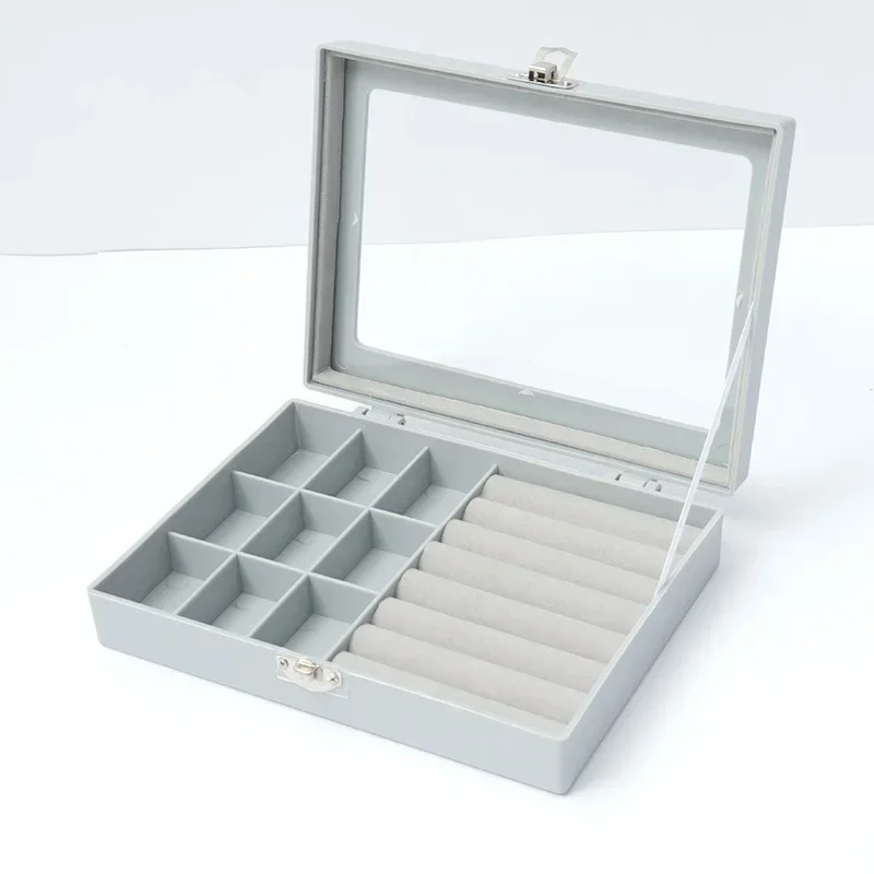 Fashion Portable Jewelry Ring Jewelry Display Organizer Box Tray Holder Earring Jewelry Storage Case Showcase