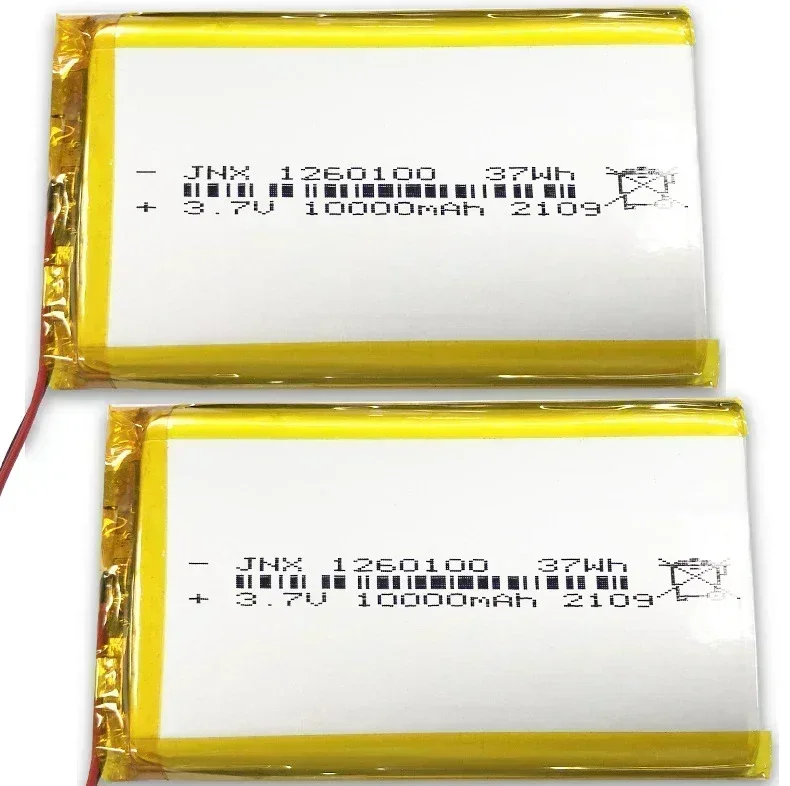 3.7V 10000mAh 1260100 Real Capacity Lithium Polymer Battery Large Capacity for Mobile Power Supply Bluetooth Speaker Tablet PC