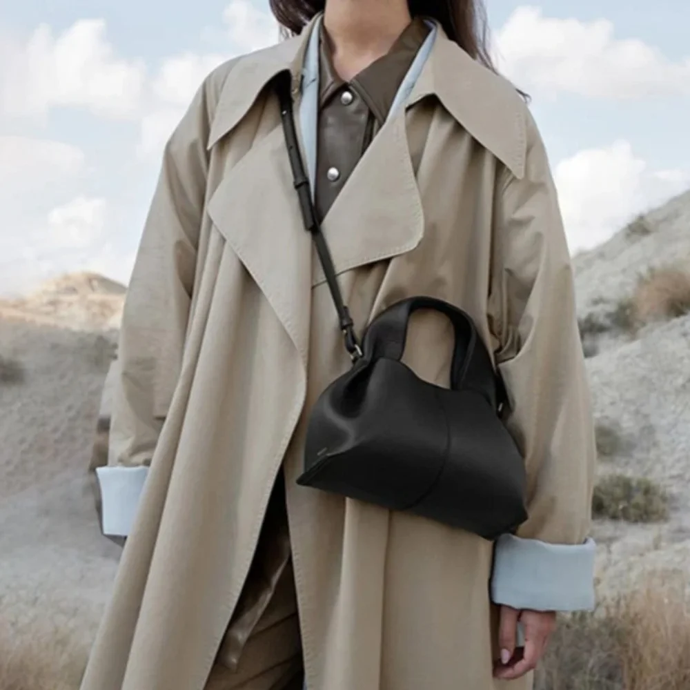 

Cloud Bag Genuine Leather Light Luxury French Dumpling Bag European and American Retro High-end Handbag Women's Crossbody Bag