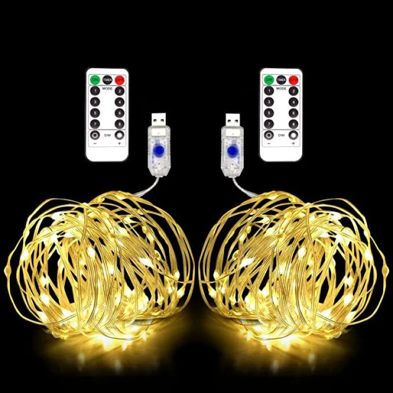 USB Powered LED Fairy String Lights 20-300 LEDs – Remote Control, 8 Modes, Decorative Lights for Birthday, Wedding, Christmas