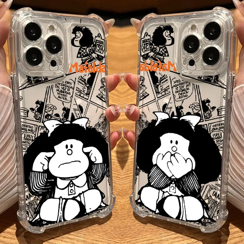 

Mafalda Disneys Manga Phone Case Clear For iPhone 17 16 14 15 11 12 13 Pro Max 16E 15 16 Plus 17 Air Soft Shockproof Cover 17PM