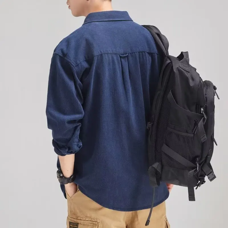 Spring and Autumn Vintage Casual Versatile Long Sleeve Shirt Work Clothes Men's Coat