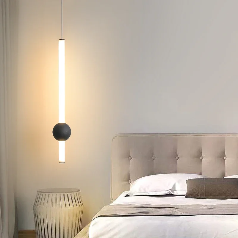

2025 Bedside Chandelier Modern Minimalist 2023 New Creative Light Luxury Single Head Long Hanging Wire Bedroom Small Decor Led L