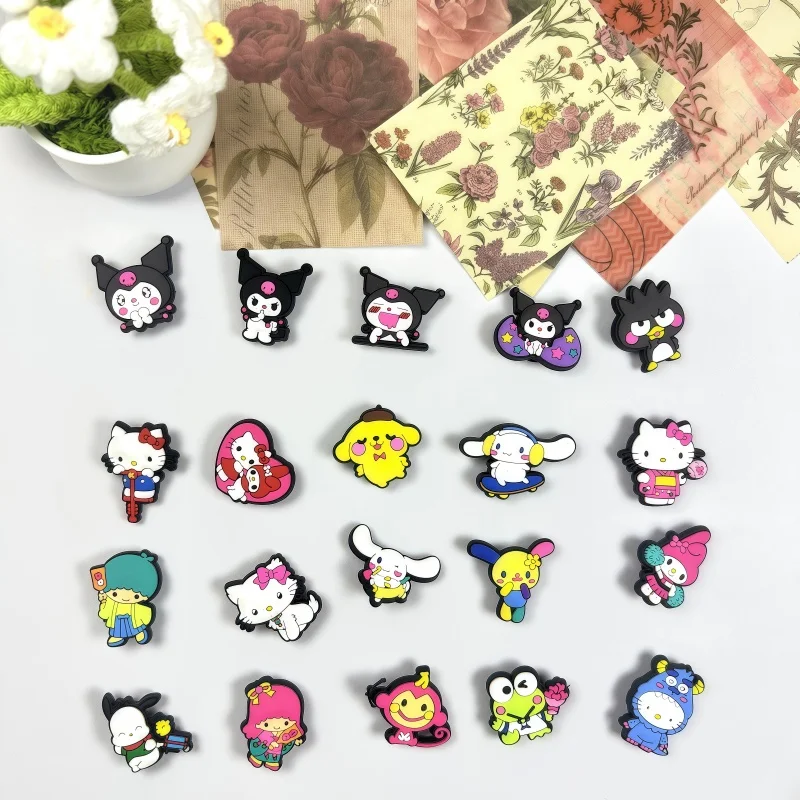 

20pcs Sanrio Cartoon PVC Shoe Charms Accessories Decoration Buckles Classic Clog Fit Bands Bracelets jibbitz Crocodile