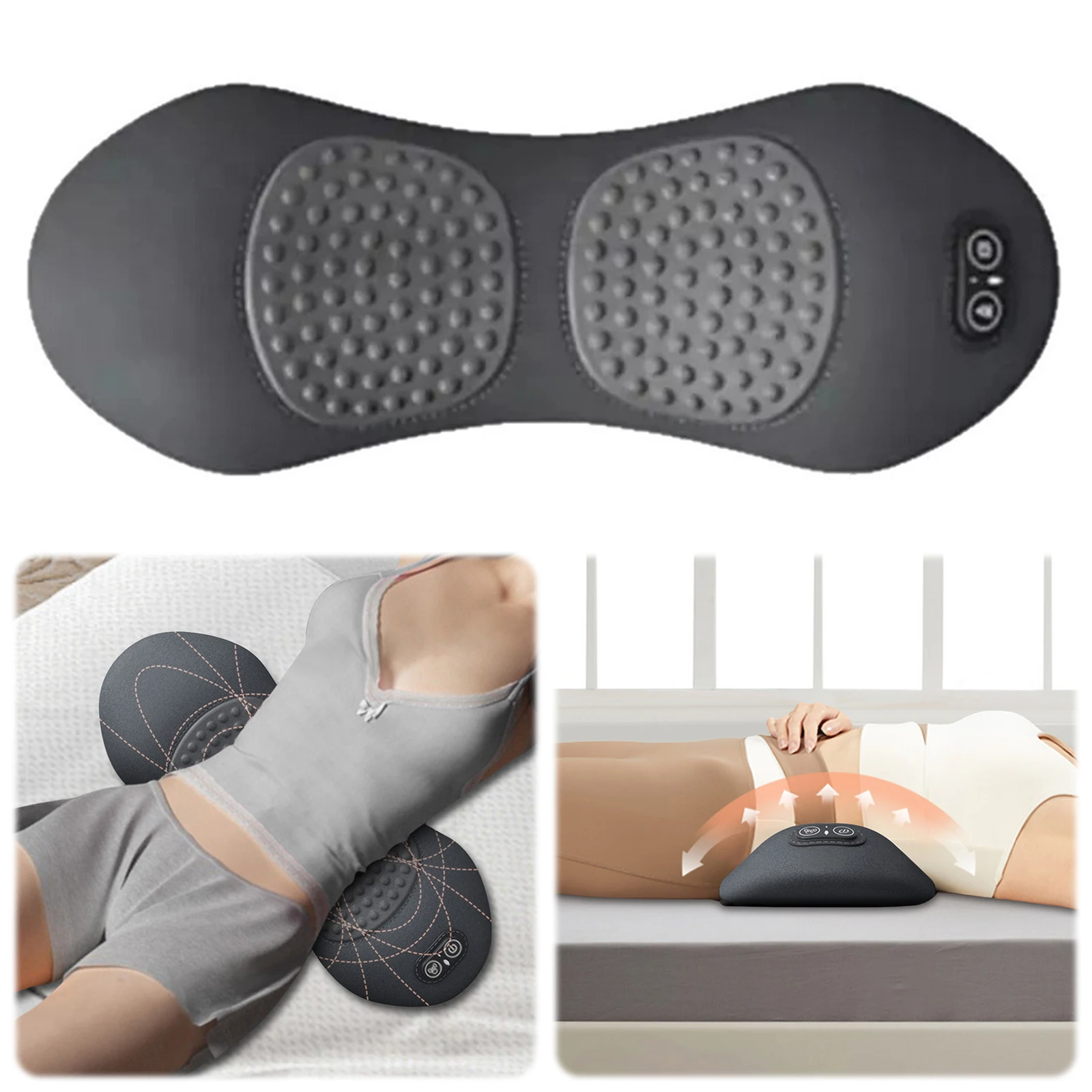 3 in 1 Electric Lumbar Support Pillow with Adjustable Height Memory Foam Back Pillow with Heat Waist Pillow for Lower Back