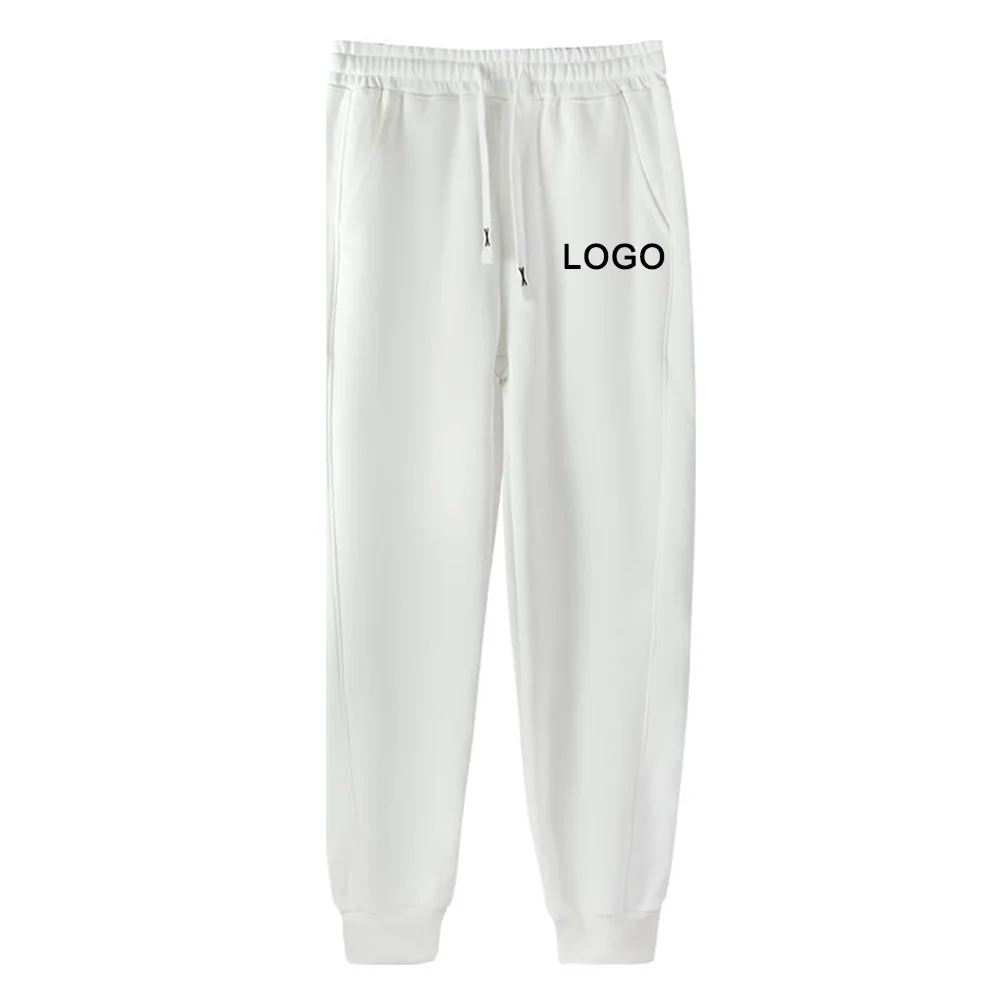 Pas uw logo aan, katoenen joggingbroeken voor de lente en de herfst, hoogwaardige gebreide joggingbroeken met manchetten, stijlvolle fitnesshardloopbroeken - afbeelding 1