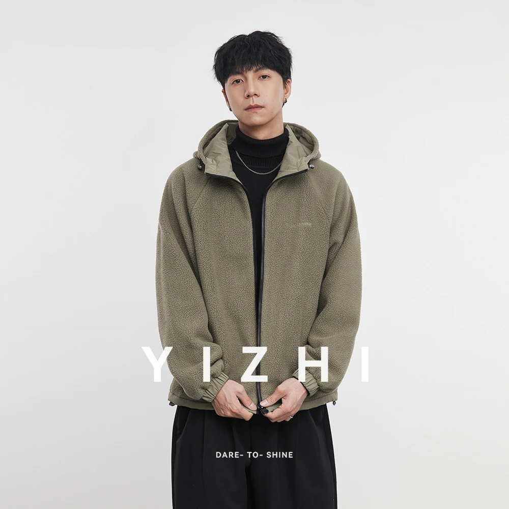 Fashion Men's Casual Full Zip Hooded Teddy Jacket 2025 Winter New Fleece Outerwear Comfortable Soft Long Sleeve Coat Top