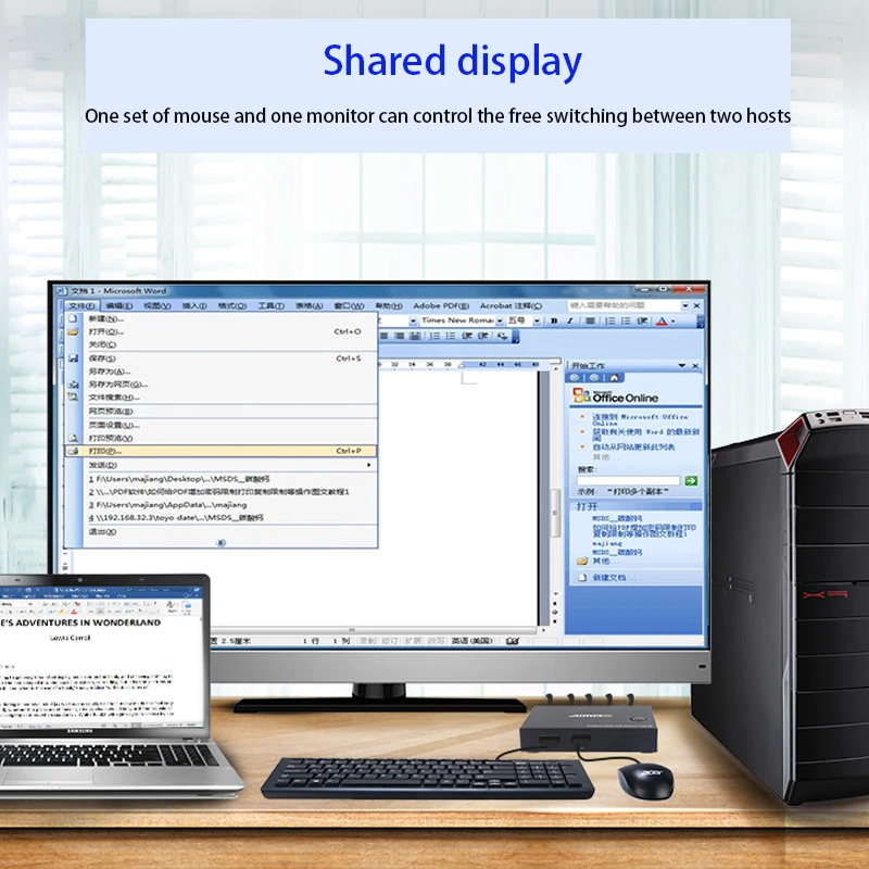 Adaptador de Controlador Síncrono USB, Compartilhando Switch, Compatível com HDMI, KVM Switch Splitter, Dock Station, Plug and Play, 2.0