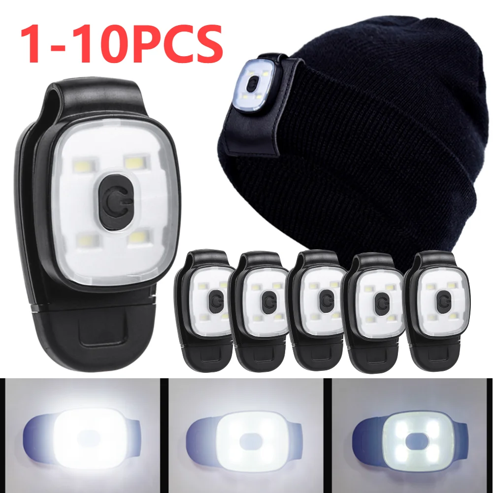 1-10PCS LED Cap Hat Light USB Rechargeable Clip On Flashlight Lights Clip Headlamps Head Lamps for Camping Fishing Hiking