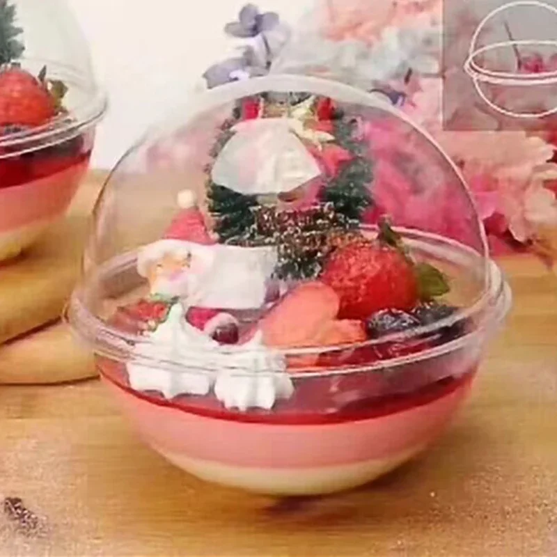 

50sets Clear Plastic Mousse Cake ball Macarons packing ball Wedding cupcake Boxes Baby Shower Birthday Party Decor