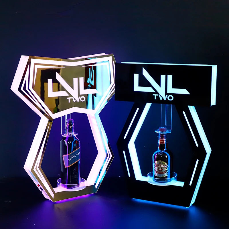 Factory Custom VIP LED Bottle Glorifier Display Rack with Custom Logo & OEM Service Multi-Color Light for Nightclub Bar Party