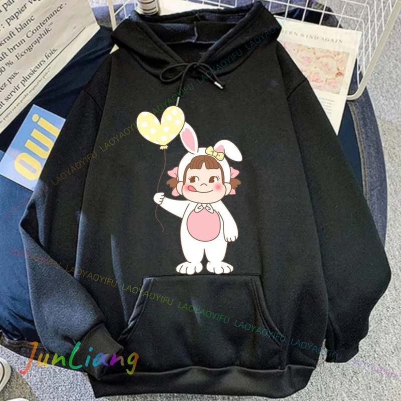 Kawaii جديد في هوديس وبلوزات موضة ملابس الشارع الشهير الشرير ريترو الحليب Peko-chan المرأة هوديي Harajuku Y2k الملابس الملابس #5