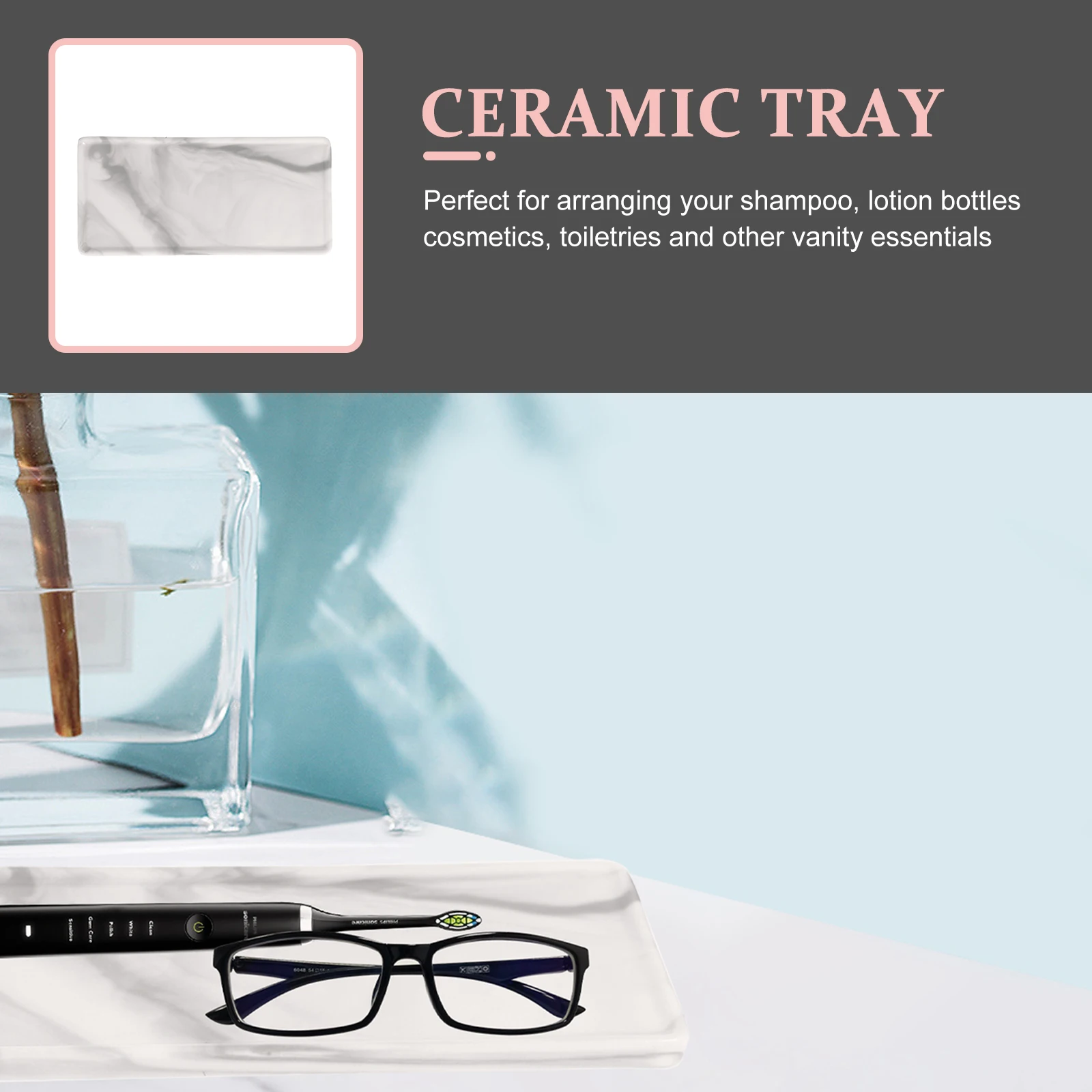 

Makeup Marble Soap Tray for Dresser Organizer Decorative Serving Trays Vanity Skin Care