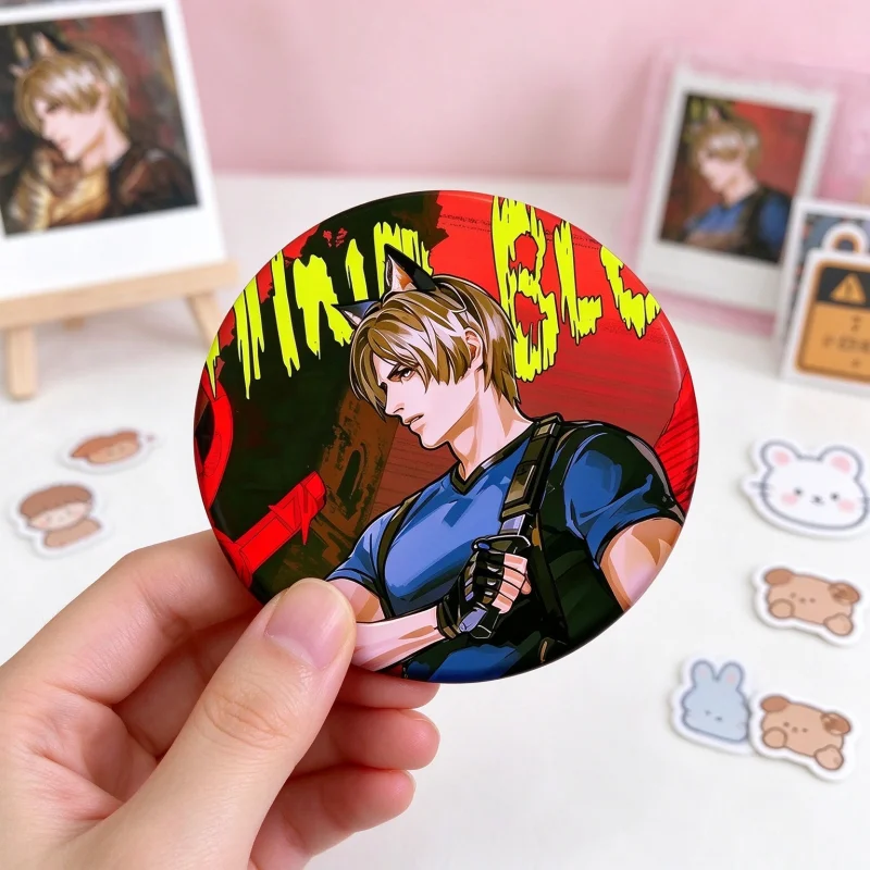 Resident Evil RE9 Leon Kennedy Fan Art Merch Set,Button Badge, Game Character Collectible Gift for Horror Game Fans