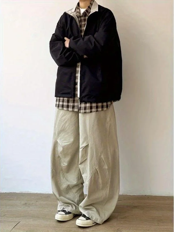 الرجعية Waed القطن مستقيم الساق سراويل تقليدية الرجال النساء فضفاضة تناسب واسعة الساق ملابس العمل سراويل طويلة ربيع الخريف العصرية