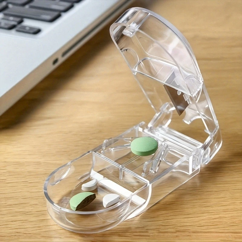 1PC Small Portable Pill Cutter and Storage Box, Pill Slicer, Mini Pill Cutter for Home Use