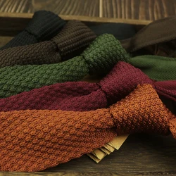 Fashion Solid Color Neckties For Men Women Casual Knitted Neck Ties 7cm Width Brown Orange Tie Daily Wear JK Accessories Cravat