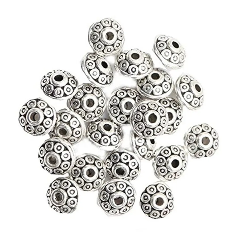 100pcs Vintage Alloy Beads for Jewelry Making – Silver-Tone, Fade-Resistant, Odor-Free Necklace Bracelet Earring DIY