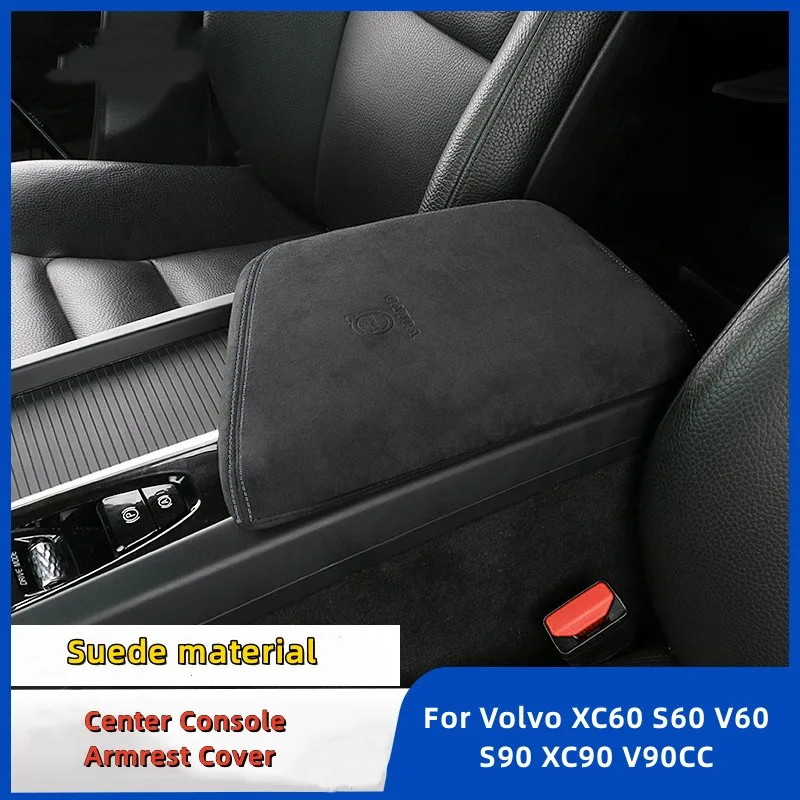 For Volvo XC60 18-22 S60 V60 20-22 S90 XC90 15-21 V90CC Car Armrest Cover Suede Anti-Scratch Center Console Armrest Box Pad