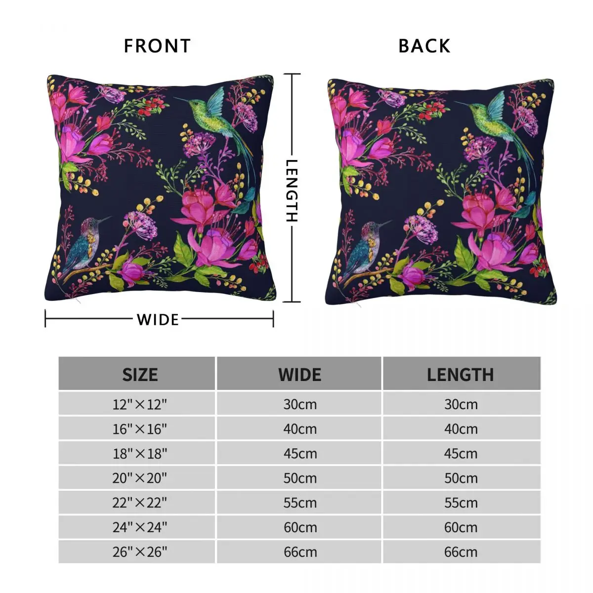 Hummingbird Floral Pattern 14 Pillowcase Polyester Linen Velvet Pattern Zip Decor Home Cushion Cover