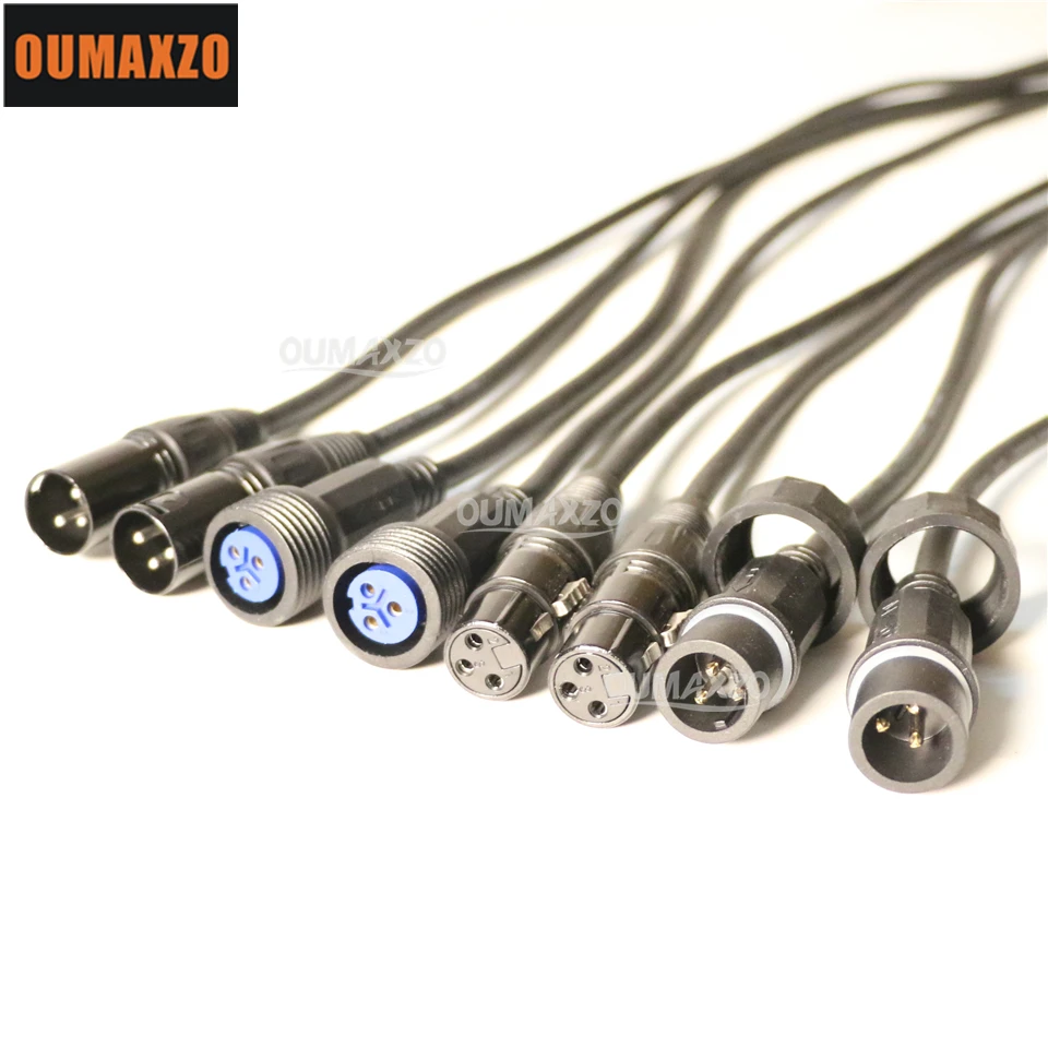 1meter ip65 Outdoor Stage light Waterproof 3 pin Power adapter cable 3 pin Signal switching line DMX IP65 signal adapter cable