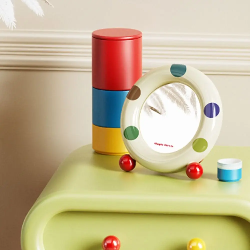 Fashion Round Desktop Makeup Mirror Dopamine with Adjustable Bracket Cosmetic Mirror Vertical Vanity Mirror Bedroom Decoration