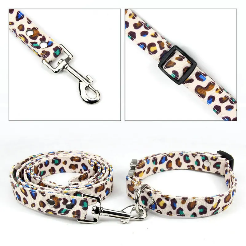 Pet collar dog lettering metal traction cat neck ring leopard print Japanese and Korean dog collar dog neck ring pet