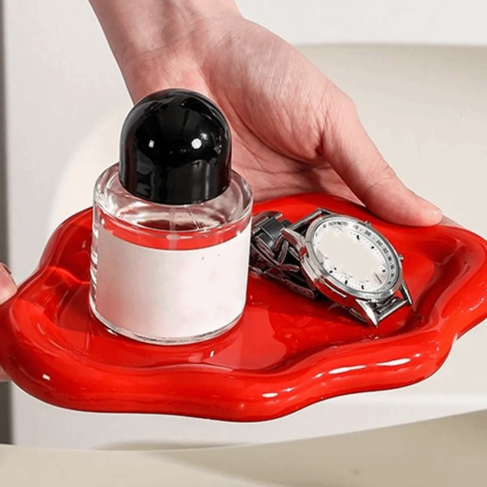 Decorative Holder Ceramic Cloud Jewelry Tray Stylish Elegant Trinket Tray Plating Ring Holder Vanity Table