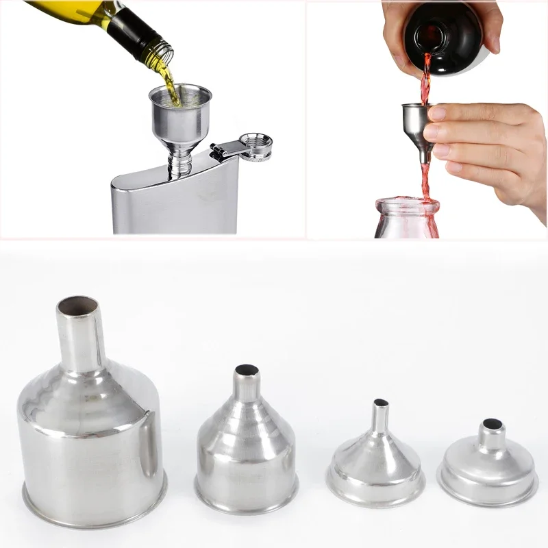 Small Mouth Mini Stainless Steel Bar Wine Flask Funnel for Filling Hip Flask Beer Liquid Bar Kitchen Tools Transferring Liquid