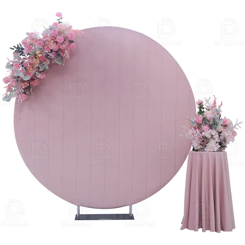 

DD 6.5ft Velvet Round Backdrop Stand Wedding Arch Decoration Photography Background Aluminum Round Frame Party Events Decor