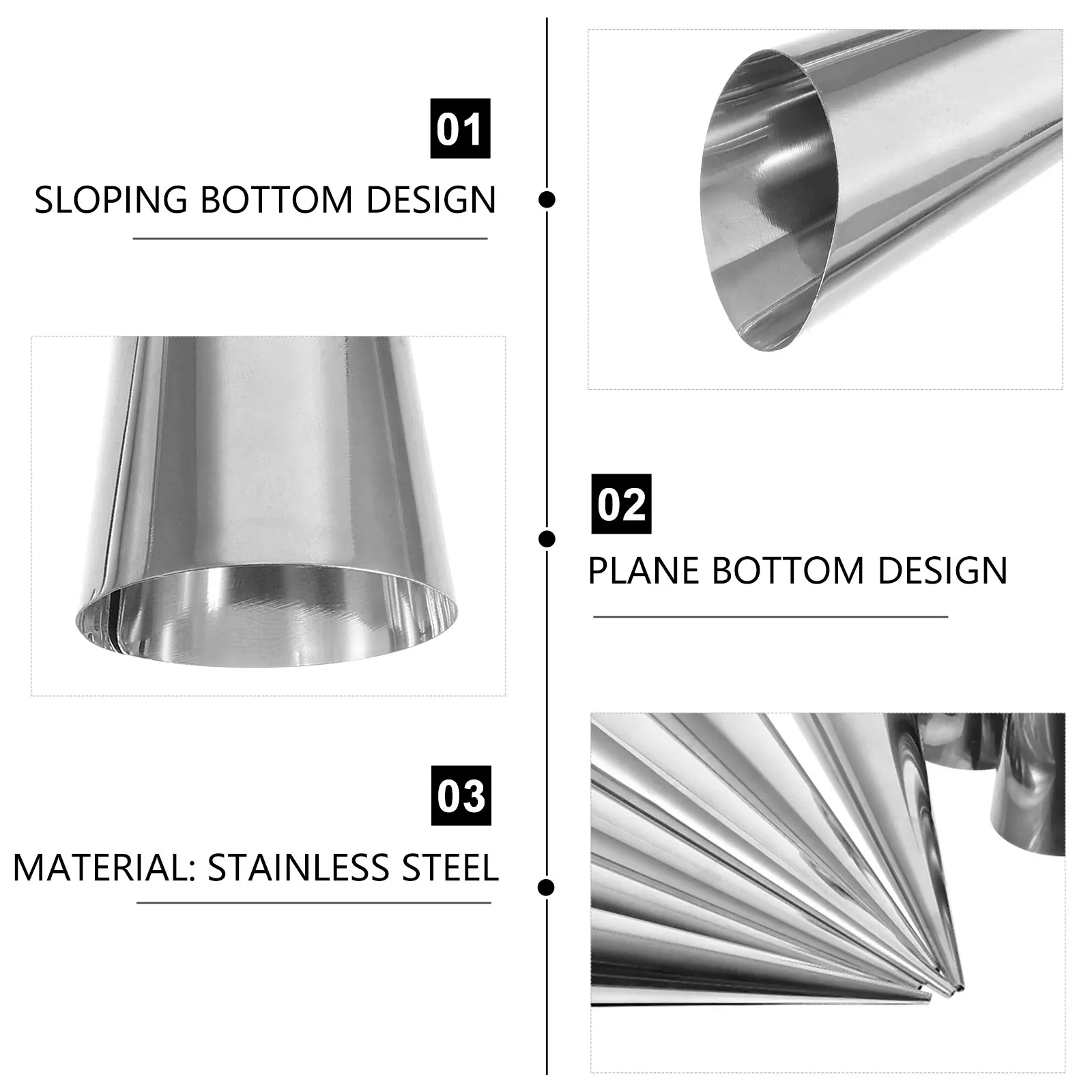 

12 pcs Stainless Steel Croissant Reusable Baking Cones Mold Bread Making Tool Cream Horn Bakeware Cone Shape Baking Mold