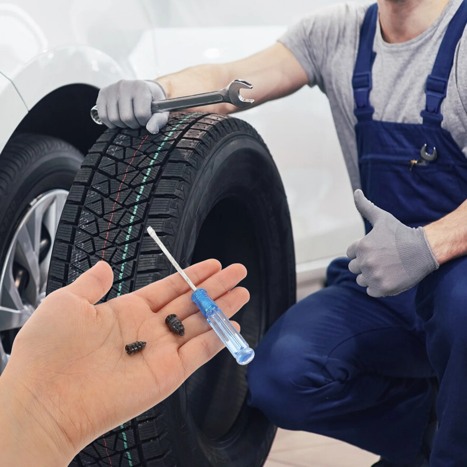 

20pcs Tire Nails Mushroom Shaped Rubber Screws With Screwdriver For Car Motorcycle Ev Durable Puncture Repair Kit Tire Screw