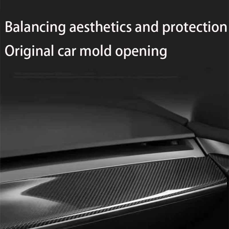 Car Center Console Dashboard Cover / Door Trim Strip carbon fibre For Tesla Model Y/3 2019-2023 Trims Cover Decoration Sticker