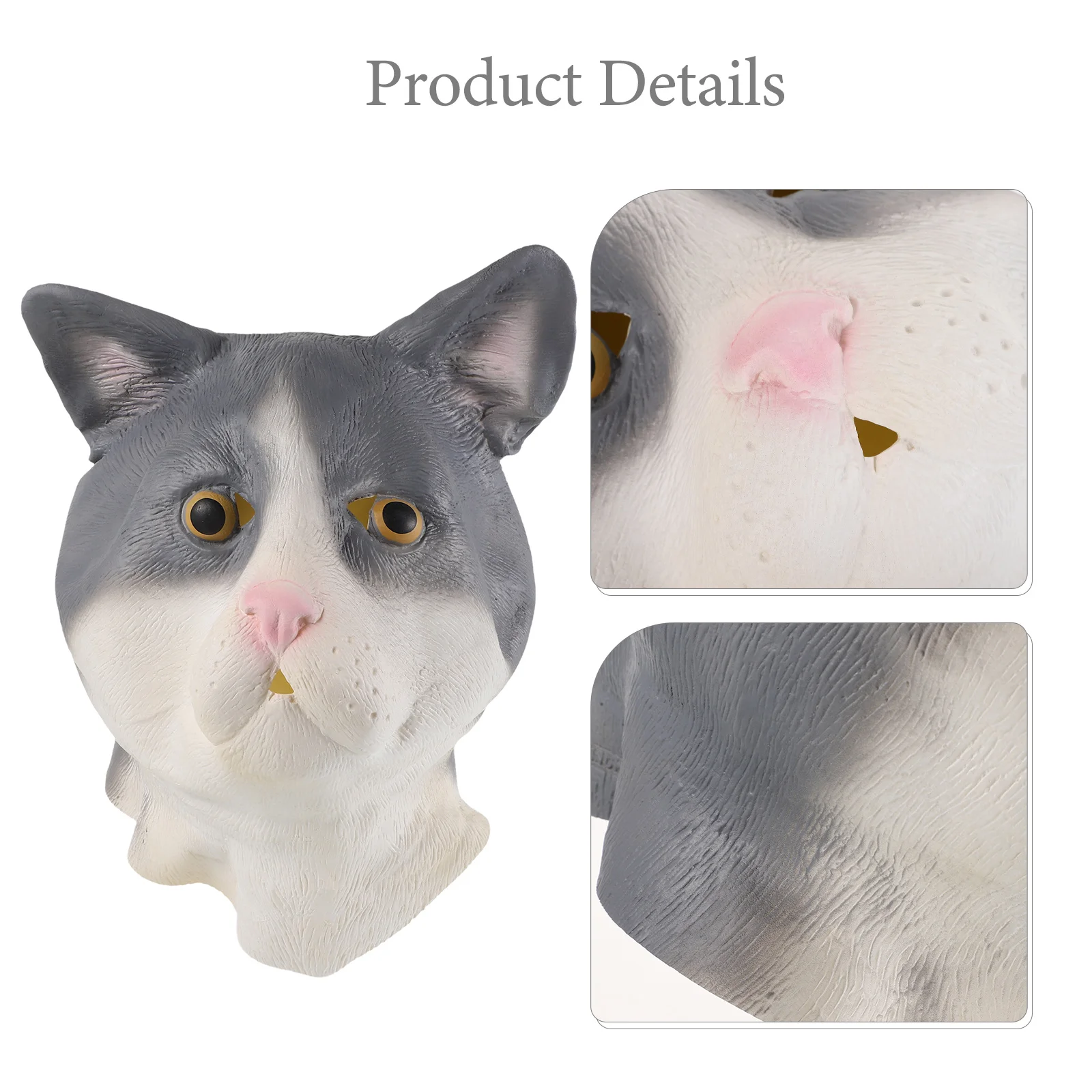 Maschera per testa di gatto Adulti Lattice realistico Maschera per animali di Halloween Costume cosplay spaventoso Copricapo per feste Accessori per costumi di gatto divertenti