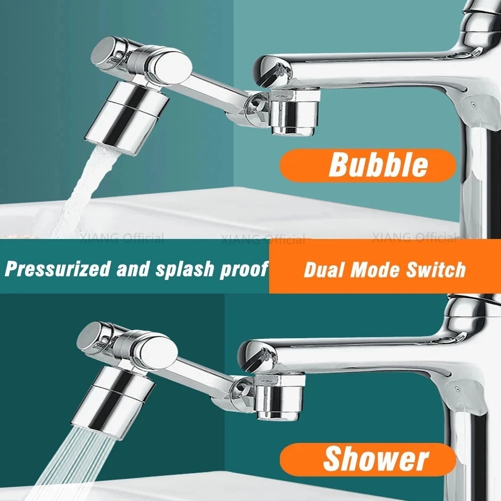 New Universal 1440° Rotation Extender Faucet Aerator Plastic Splash Filter Kitchen Washbasin Faucets Bubbler Nozzle Robotic Arm