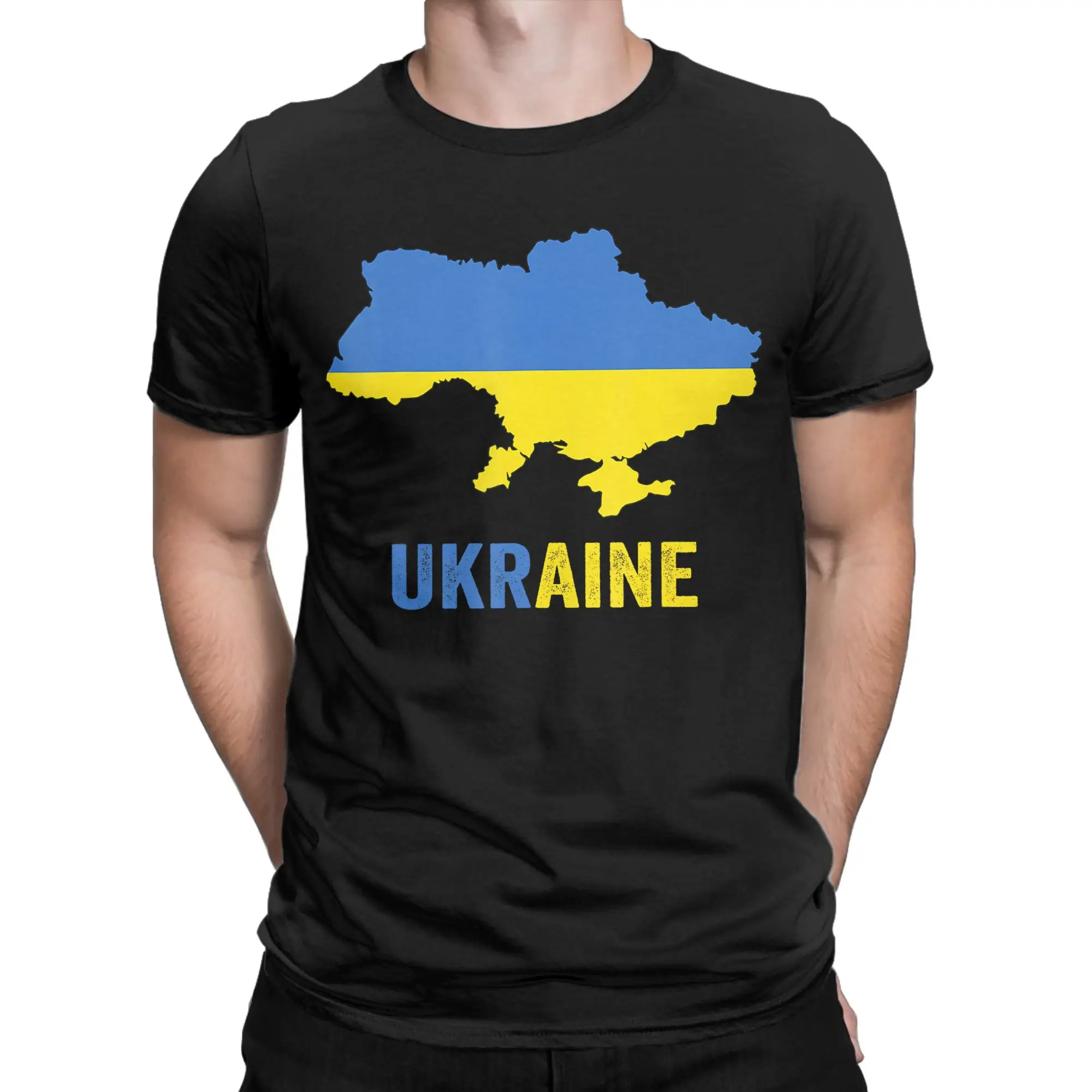 Ukraine Map Ukrainian T-Shirt Men  Fun 100% Cotton Tee Shirt Round Collar Short Sleeve T Shirt 4XL 5XL Clothing