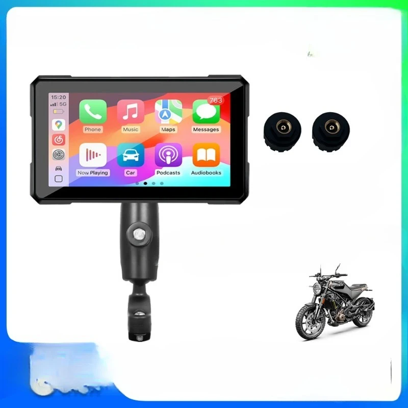 5 inch Motorcycle Monitor Wireless CarPlay Android Auto Navi Monitor IPS Waterproof Bluetooth for Motor Harley Yamaha Kawasaki