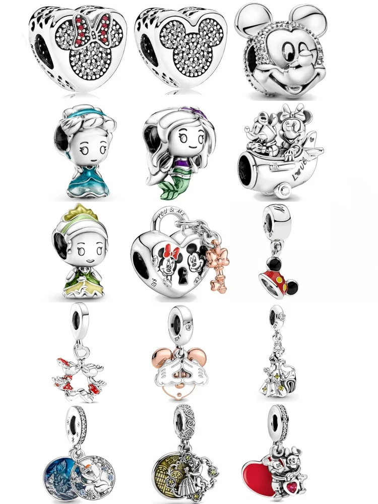 925 Silver Girl, Plane, Mouse Duck Bead Pendant Suitable for European Original Bracelet DIY Accessories Exquisite Jewelry