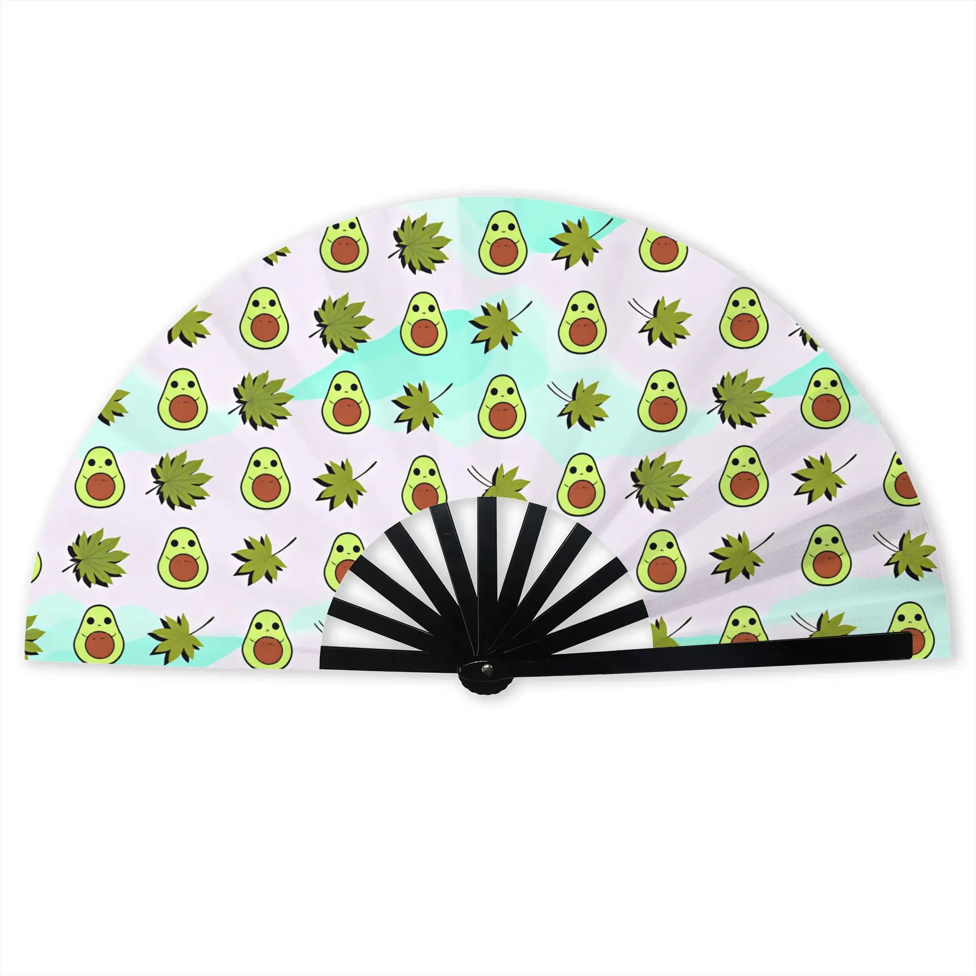 Cute Cartoon Avocado Hand Fan Promotional Gift Event Souvenir Tropical Fruit Durable Folding Fans Unique Bulk Pack Fan