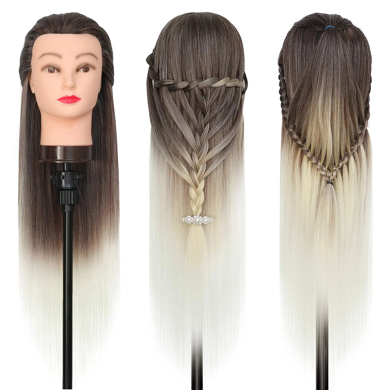 

Colorful Mannequin Head Model With Long Synthetic Hair Extensions Manikin Head Styling Hairdresser Cutting Braiding Practice