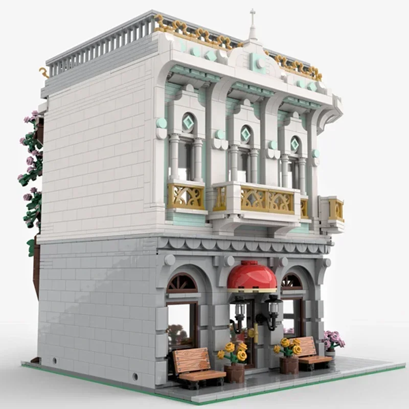 Moc blocos de construção modular vista rua igrejas tijolos técnicos diy montagem brinquedos construção para crianças presentes do feriado