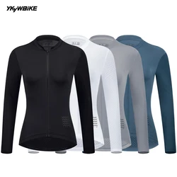 YKYWBIKE Women Cycling Jersey Long Sleeve Spring Breathable Road Bike Shirt Full YKK Zipper Female Bicycle Jersey
