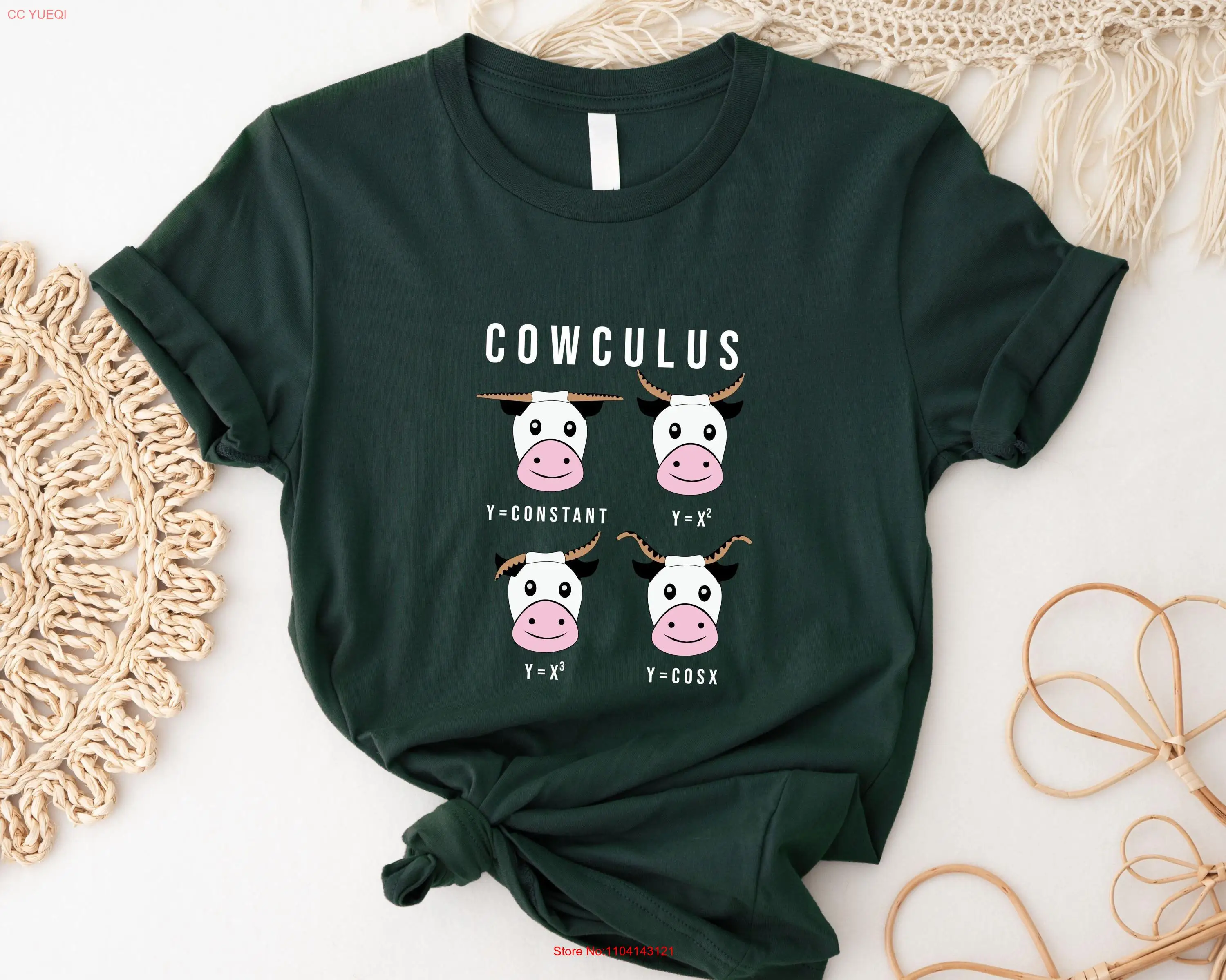 Cowculus T Shirt Funny Math Formula Teacher Calculus Science Lovers long or short sleeves