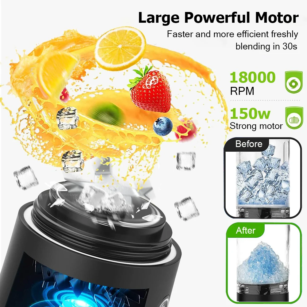 Portable Blender for Smoothie 600ml Mini Electric Juicer Fruit Mixers USB Rechargeable Smoothie Fresh Juice Blender Portable