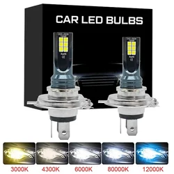 2Pcs H4 H7 faro a LED H11 H8 H9 H10 H1 H3 lampadine fendinebbia per Auto 9005 9006 lampade da corsa per guida automatica 12000LM 80W 12V