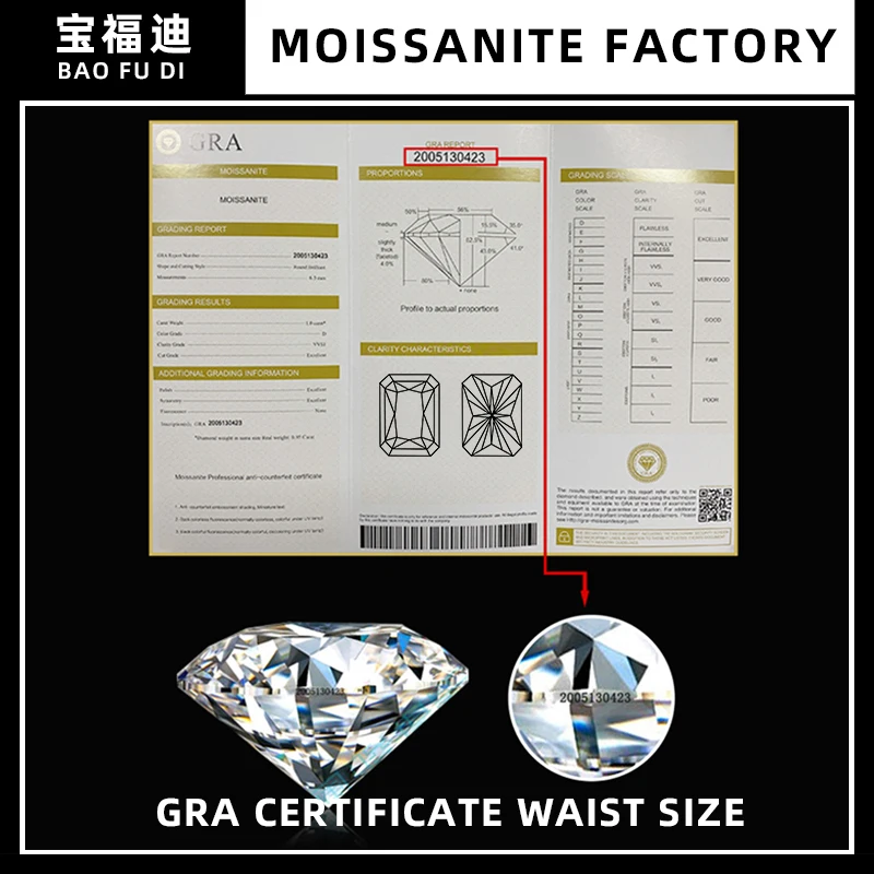 Radiant Cut D Color FL Clarity Moissanite Loose Diamond