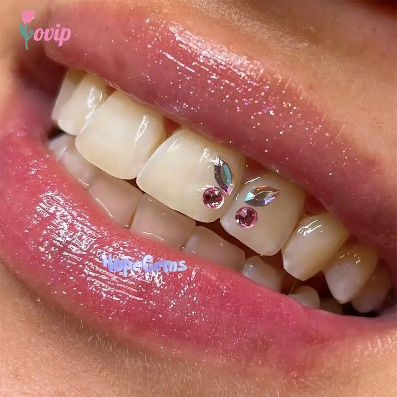 4Pcs/Box Dental Tooth Gems Crystal Diamond Ornament Various Shapes Color Teeth Jewelry Denture Acrylic