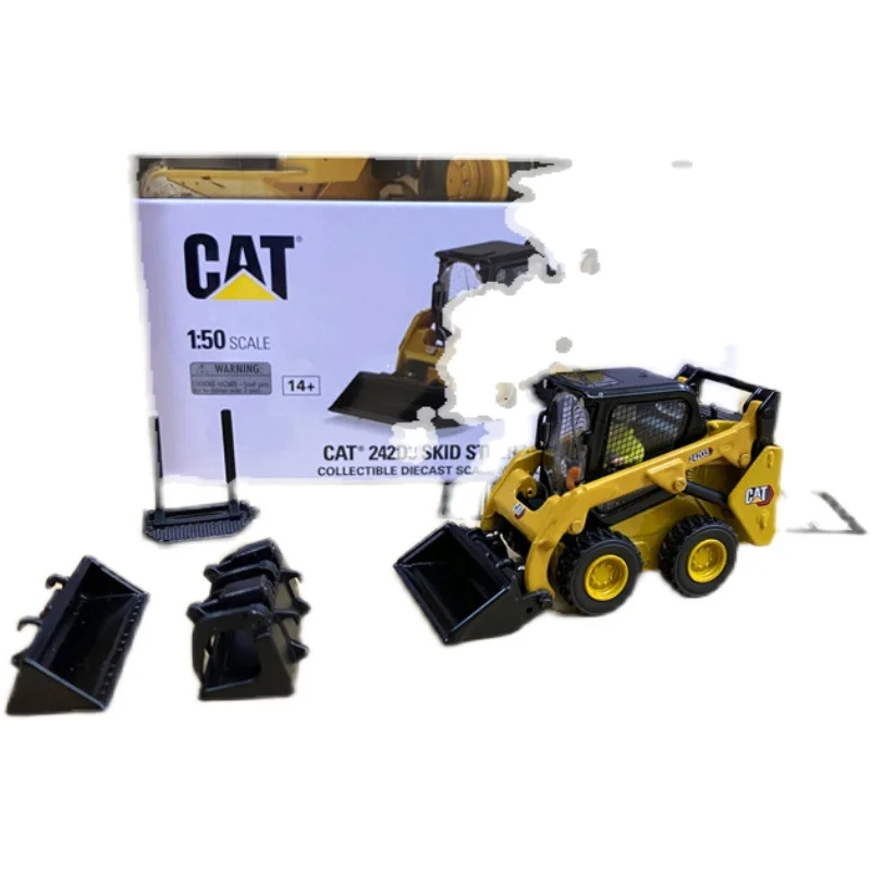 Diecast 1:50 CAT 242D3 Caterpillar Skid Steer Loader Alloy Engineering Car Model Yellow Adult Collection Gift  Display Boy Toy